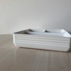 ニトリ　楽に洗える　両面撥水角型ランチプレート(大 ホワイト)の画像