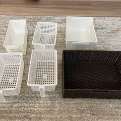 【無印良品】収納ボックスまとめ売り7点セット｜ファイルボックス・ラタン風バスケット付き｜美品の画像