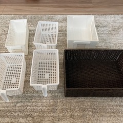【無印良品】収納ボックスまとめ売り7点セット｜ファイルボックス・ラタン風バスケット付き｜美品の画像