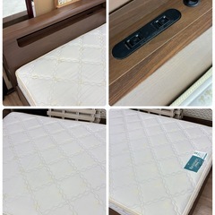 ジモティー限定価格！S237 ⭐ NITORI フランスベッド ダブルベッド 衛生マットレス 引き出し＆コンセント＆ライト付き 幅142cm USED 綺麗の画像