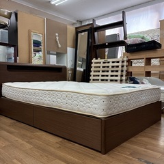 ジモティー限定価格！S237 ⭐ NITORI フランスベッド ダブルベッド 衛生マットレス 引き出し＆コンセント＆ライト付き 幅142cm USED 綺麗の画像