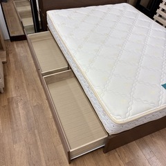 ジモティー限定価格！S237 ⭐ NITORI フランスベッド ダブルベッド 衛生マットレス 引き出し＆コンセント＆ライト付き 幅142cm USED 綺麗の画像