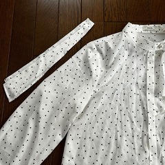 earth music&ecology 水玉模様リボン付き長袖ブラウスたの画像