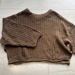 かぎ編み メッシュニット ブラウン系 ショート丈 の画像