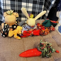 ハンドメイド　うさぎ　くま　ねずみ　にんじん　ぬいぐるみ　かわいい　手作りの画像