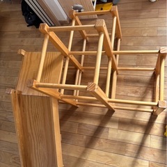 滑り台付き木製ジャングルジムの画像