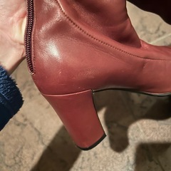 銀座かねまつ　バーガンディー ロングブーツ 中ヒール　赤　レザー　革の画像
