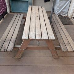 木製 ピクニックテーブル ガーデンテーブルの画像