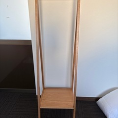 新品 【無垢材】自立式 コートラック シューズラック 一体型｜玄関収納 省スペース 二段棚付き｜衣類・バッグ・帽子・傘収納対応｜モダン 北欧風の画像