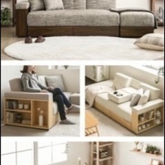 収納多数 ソファーベッド　クッション2個付き
の画像