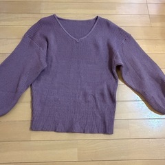 GRL リブ編みバルーン袖Vネックセーターの画像