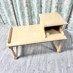 オールドカリモク　コロニアル テレフォンベンチ　希少色　ナチュラルクリームの画像