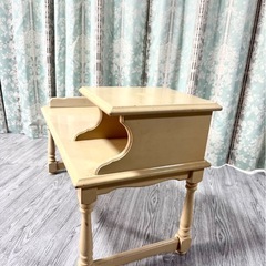 オールドカリモク　コロニアル テレフォンベンチ　希少色　ナチュラルクリームの画像