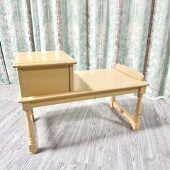 オールドカリモク　コロニアル テレフォンベンチ　希少色　ナチュラルクリームの画像