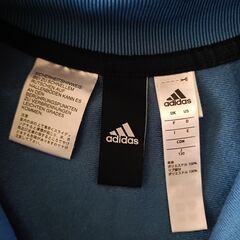 【美品】アディダス ジップジャケット 130cm（ブルー・幾何学模様）の画像