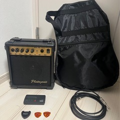 お値打ち! ストラトタイプ エレキギター(ストラップ付)・ギターアンプ・チューナー・シールド・ソフトケース・ピック２枚・ピックケースの画像