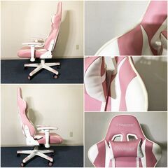 GTRacing ゲーミングチェア 肘掛け付き・高さ調整機能 リクライニングチェア PUレザー GT002-PINK パソコンチェア 人間工学3Dモデルの画像