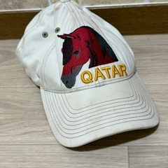 QATAR カタール 刺繍キャップ ベージュ コットン100% サイズ調整可の画像