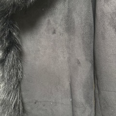 ファー付き ムートン風ロングコート 黒 M〜L相当の画像