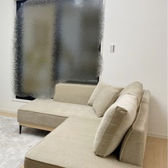 ナフコtwo-one style コーナーソファ2点セット　NFベル2P右　ベージュの画像