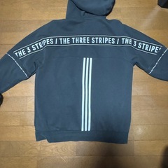 アディダス　スリーストライプス　裏起毛　パーカー　ブラック adidas 黒の画像