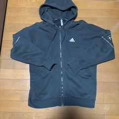 アディダス　スリーストライプス　裏起毛　パーカー　ブラック adidas 黒の画像