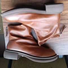 新品 23.5cm レディース ブーツ ブラウン 厚底 シューズ ショートブーツ 識別番号:【B241-Z】の画像