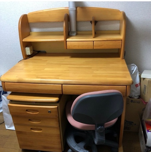 【ラスト値下げ‼️超美品】学習机　鍵無し 楽天市場】学習机 学習デスク シンプル ミドルタイプ 幅100cm 木製
