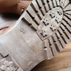 新品 24.5cm レディース ブーツ ブラウン 厚底 シューズ ショートブーツ 識別番号:【B238-Z】の画像