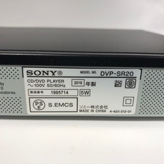 2016年製 SONY DVDプレーヤー「DVP-SR20」の画像