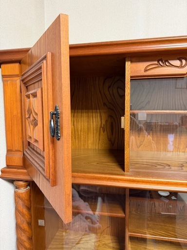 木製 収納 棚 昭和 レトロ 古家具 骨董品 食器棚 古いガラス棚 食器棚 収納棚 木製 大正 昭和初期 収納 古道具 古家具