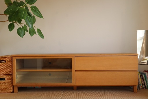 MUJI 無印良品 AVボード テレビ台 ショップ ローボード オーク材突板