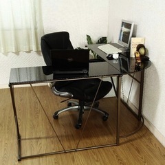 L字型パソコンデスク ガラス天板(黒)
の画像