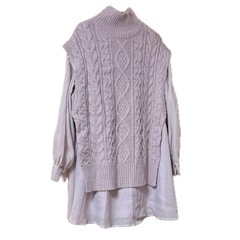 最終価格COCODEAL ケーブルニットベストオーガンジーワンピースの画像