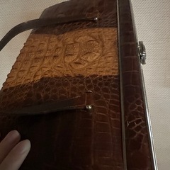 クロコダイル 本革 ハンドバッグの画像