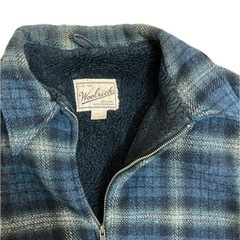 ウールリッチ woolrich 90s XL 古着 メンズ オンブレ チェック ビンテージ アメカジ 裏毛 ウールジャケット US ネイビー 総柄の画像