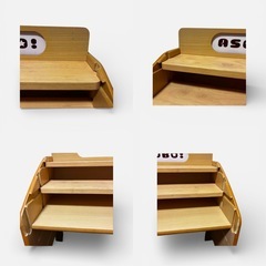 ASOBO 木製キッズデスク 本棚付 多機能テーブルの画像