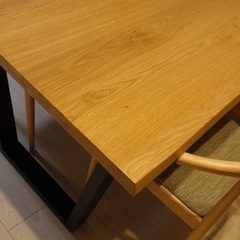 【取引中】【2026年1月お渡し】ダイニングテーブル　140㎝　オーク　木製　一枚板風　4人の画像