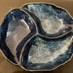 美濃焼 紺窯変 三品仕切り皿の画像