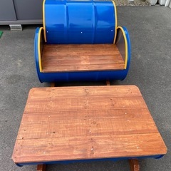 手作りドラム缶テーブル椅子セットの画像