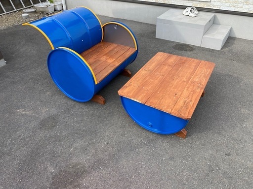手作りドラム缶テーブル椅子セット