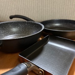フライパン、鍋、蓋、手持ちセットの画像