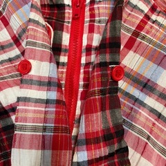 赤チェックの上着の画像