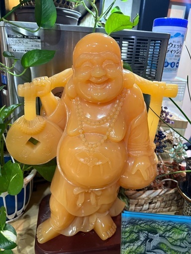 天然石風 布袋尊 置物 オブジェ｜笑仏・縁起物｜重量あり・インテリア