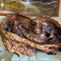 大型 木彫り彫刻 オブジェ｜七福神風 彫刻作品｜重量物・直接引き取り希望の画像
