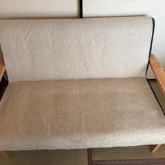 アイリスオーヤマ 2人掛けウッドフレームソファ WFS-2S ダークグレーの画像