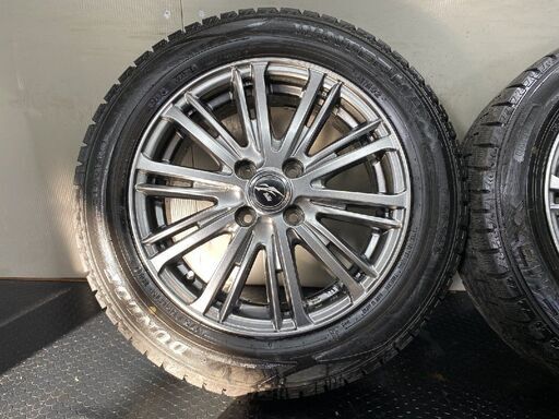 【DUNLOP WINTER MAXX WM02 175/65R15】スタッドレス【Weds Fang 15インチ 5.5J4HPCD100+42】21年製 バリ溝 ヴィッツ アクア等　(STD128)