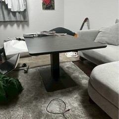 昇降式 リビングテーブル センターテーブル グレー 天板広め モダン おしゃれ 昇降機能正常の画像