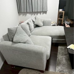 高級ソファ L字　ライトグレー 3人掛け 広めの画像