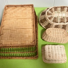 天然素材バスケット4点セット　ナチュラル　籠の画像